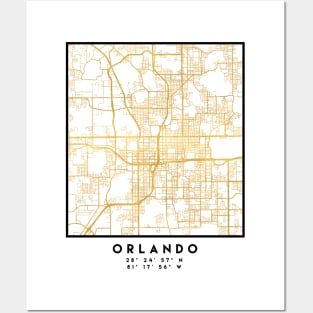 ORLANDO FLORIDA CITY STREET MAP ART Posters and Art